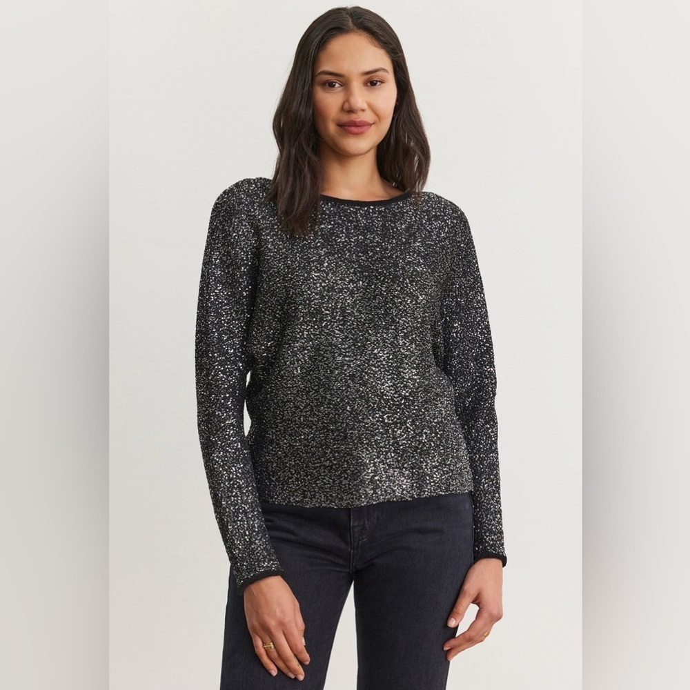 VELVET By Graham & Spencer Opaline Sequin Knits Sweater